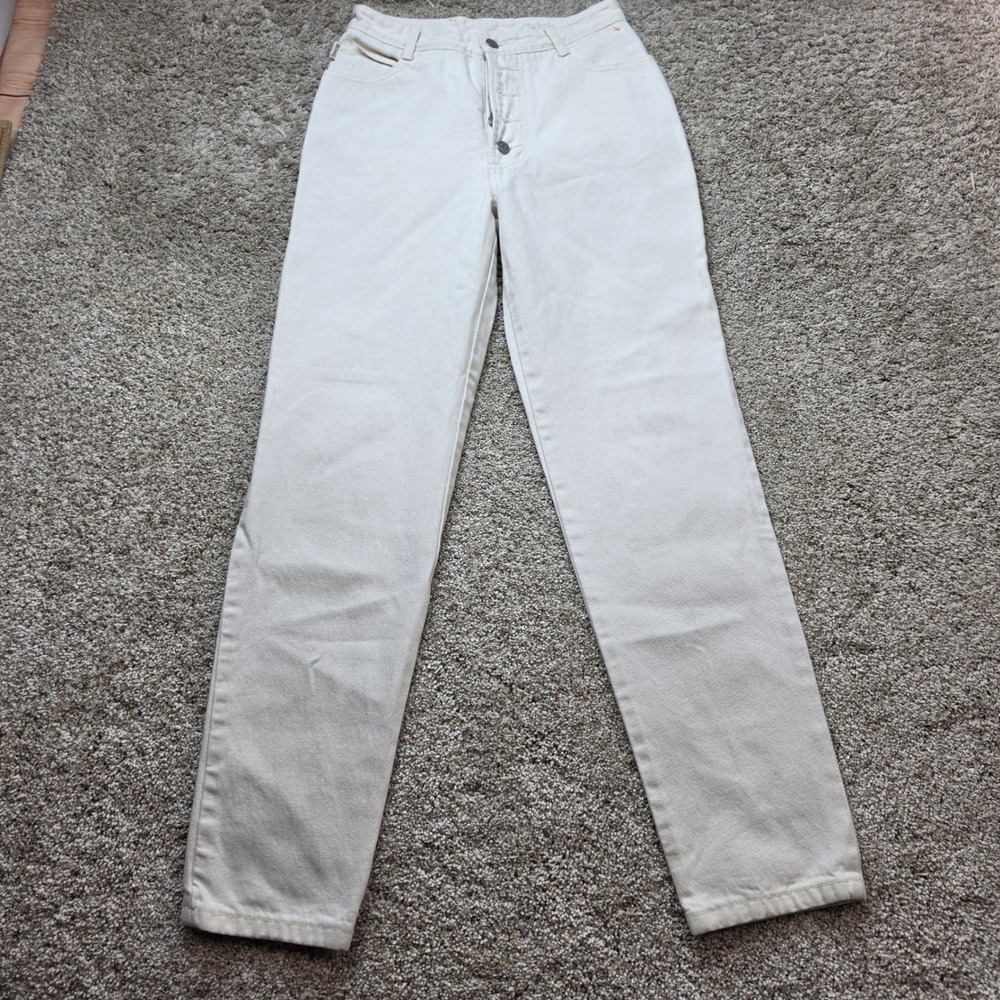 VINTAGE Bongo High Waisted Button Fly Jeans Women 9 Cream 90s Made in USA Casual